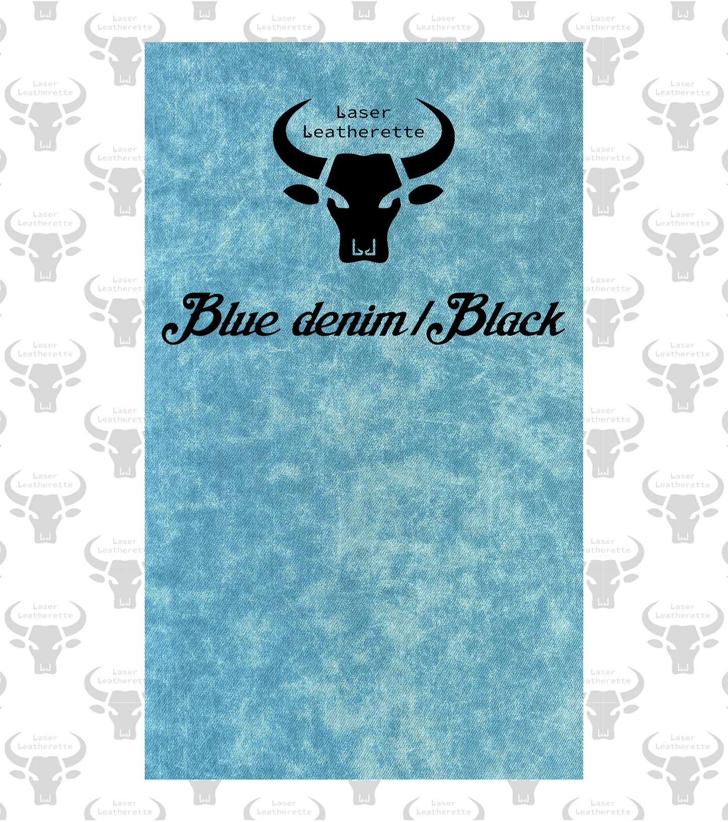Denim - Worn Blue - 24"x12.25"x1.5mm Leatherette with adhesive (Twill weave texture)
