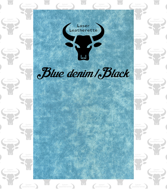 Denim - Worn Blue - 24"x12.25"x1.5mm Leatherette with adhesive (Twill weave texture)