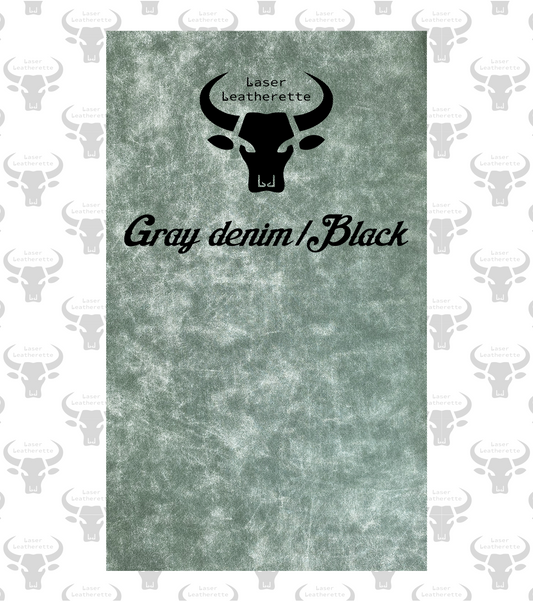 Denim - Worn Gray - 24"x12.25"x1.5mm Leatherette with adhesive (Twill weave texture)