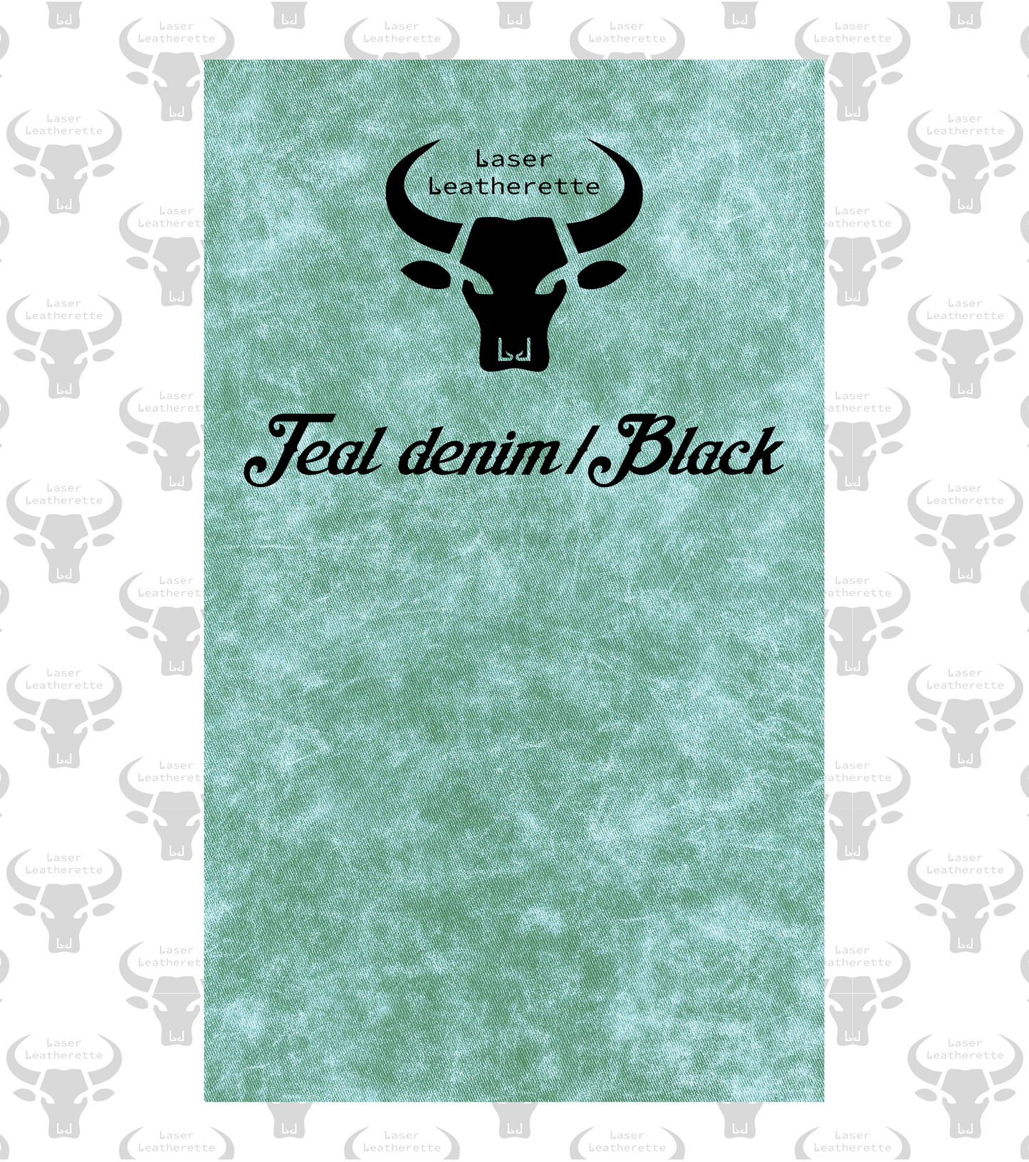Denim - Worn Teal - 24"x12.25"x1.5mm Leatherette with adhesive (Twill weave texture)
