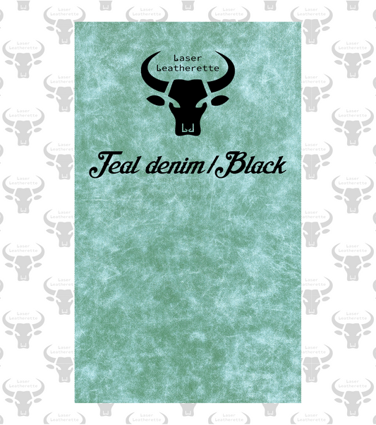 Denim - Worn Teal - 24"x12.25"x1.5mm Leatherette with adhesive (Twill weave texture)
